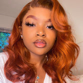Ginger Orange Body Wave Lace Frontal Wig 200% Density LIVE